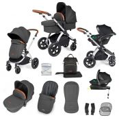 ICKLE BUBBA Stomp Luxe Premium i-Size Travel System - Charcoal Grey/Silver/Tan